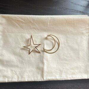 Kenneth Jay Lane Gold Star and Moon Earrings